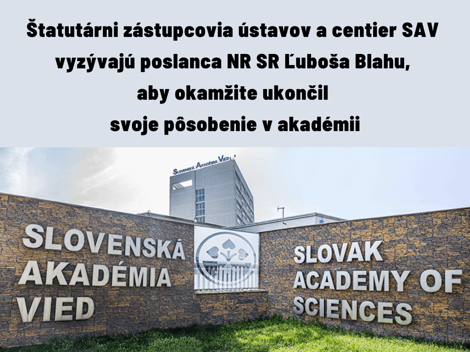 SAV vyzýva Blahu, aby okamžite ukončil svoje pôsobenie v akadémii