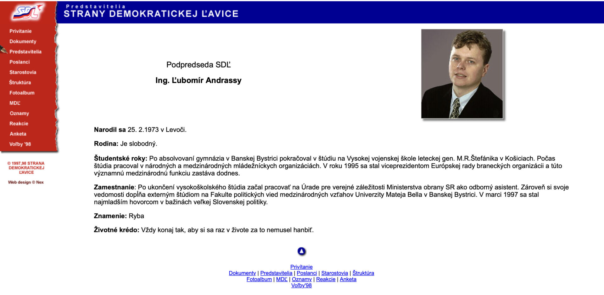 Archív: screenshot SDL.SK (2000)