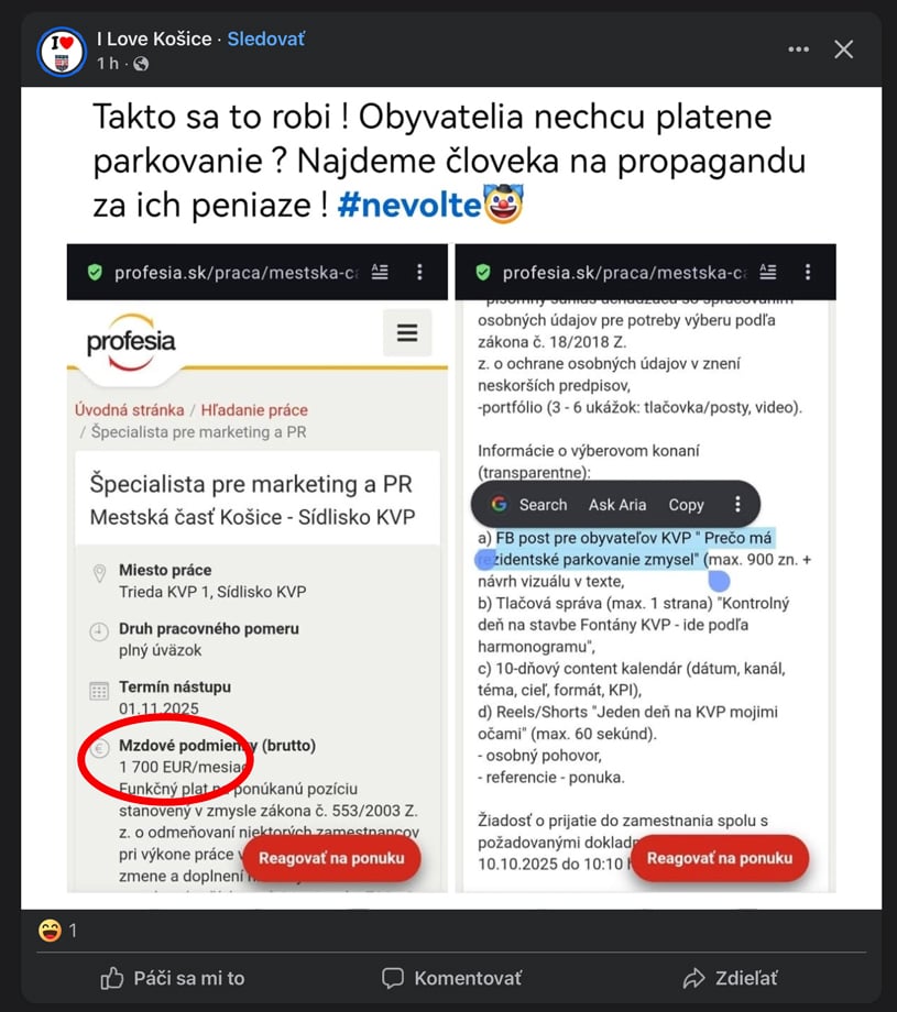 ZDROJ: screenshot META / I Love Košice