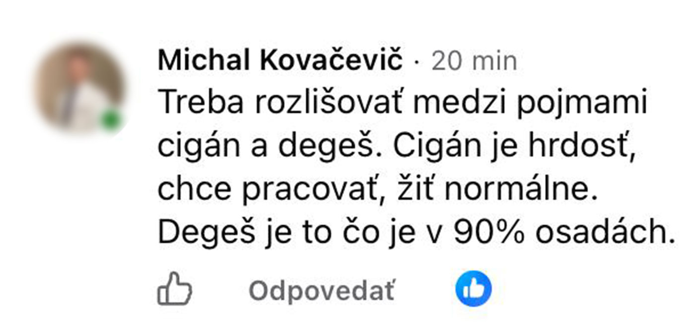 Rasistický komentár syna