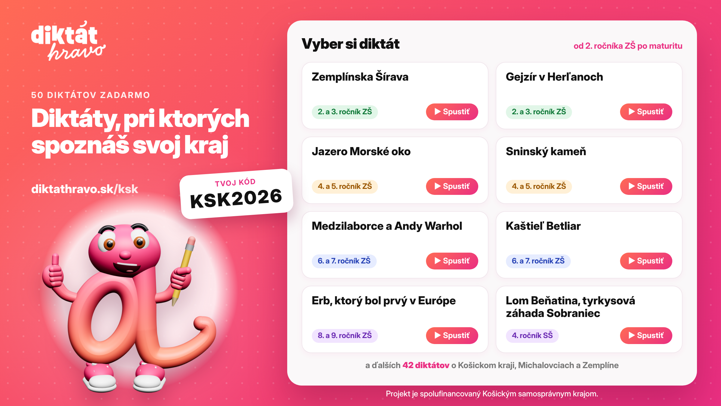 Diktáty pri ktorých spoznáš svoj kraj. Školáci z východu môžu zadarmo písať o Šírave, Betliari aj Andym Warholovi