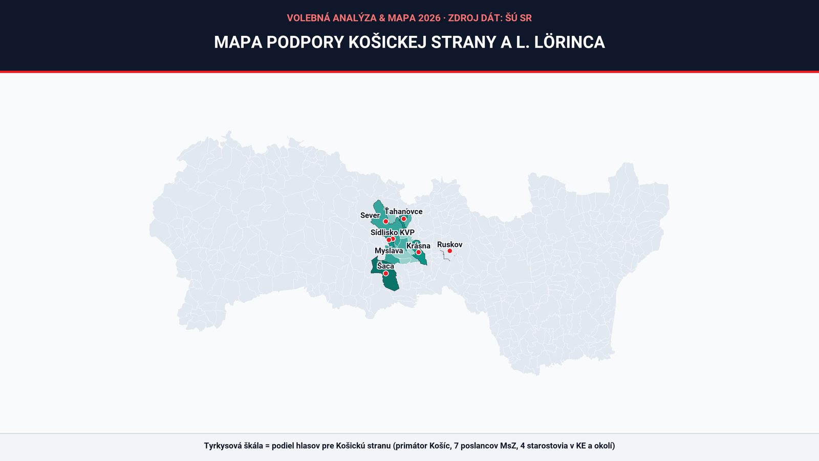 Interaktívna mapa: Kde bodovala Košická strana a Ladislav Lörinc? Z KVP sa stala nedobytná pevnosť, starostu majú aj mimo Košíc