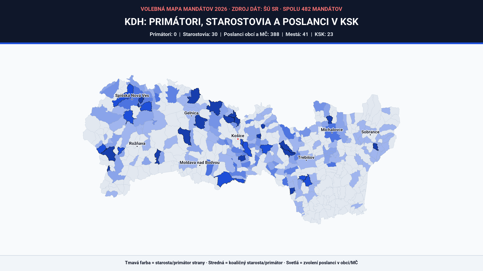 KDH získalo v Košiciach a Košickom kraji 482 mandátov (zoznam + mapa)
