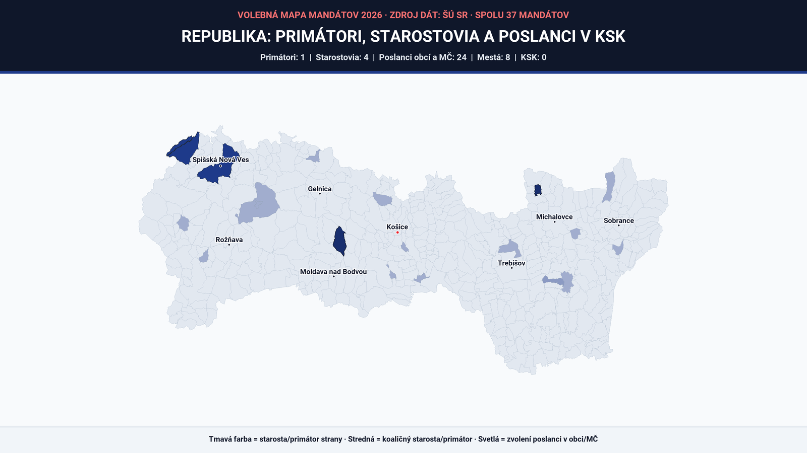 Fotografia k článku Koľko primátorov, starostov a poslancov má REPUBLIKA v Košiciach a Košickom kraji? Interaktívna mapa a kompletný zoznam (37 mandátov)